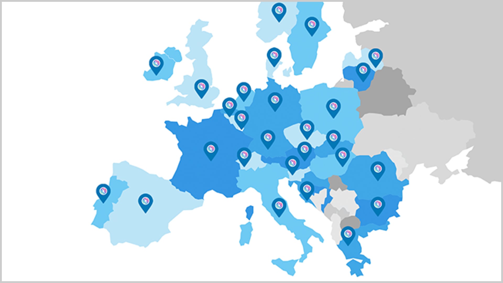 Kaart met laadpunten in Europa