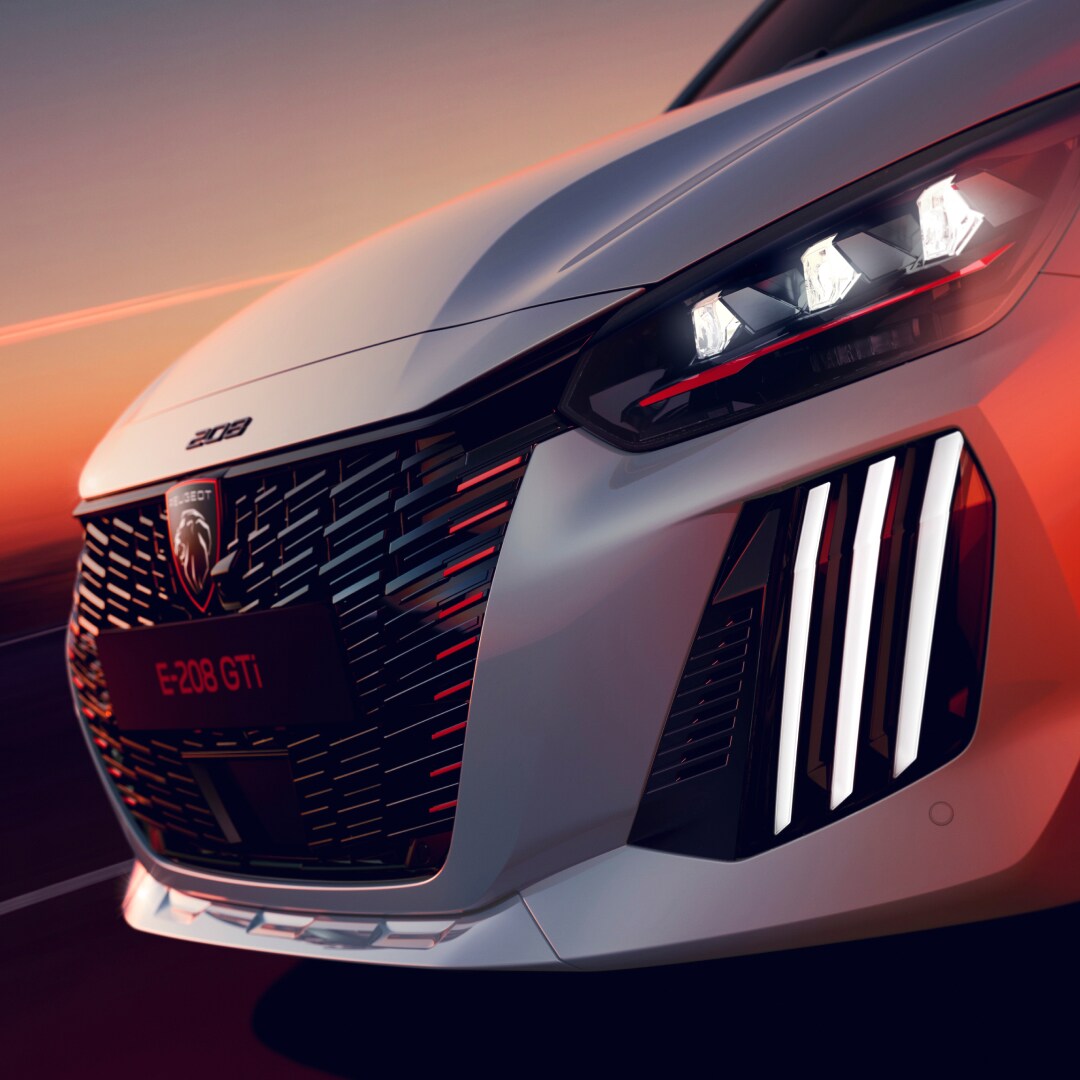 Nieuwe PEUGEOT E‑208 GTi – frontdetail